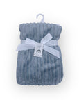 Mothers Choice Single Layer Sherpa Fleece Stripe Blanket Blue