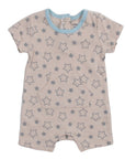 Baby romper with star pattern on a white background
