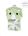 Green baby towel with fox design on a white background, branded 'Mother's Choice'.
