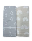 Mothers Choice 2 Pack Baby Burp Cloths / Burpers Set - Stone