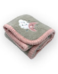 M/C SUPER SOFT CORAL FLEECE AND BINDING BLANKET GIRL'S MOON
