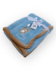 M/C SUPER SOFT CORAL FLEECE AND BINDING BLANKET BOY'S BEAR