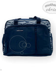 Navy blue bag with zebra pattern accents and 'mother's choice' branding on a white background.