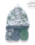 M/C 6PK BEANIE HAT & MITTEN SET GREY/MINT