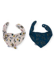 Two baby bibs with animal patterns on a white background