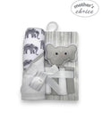 Mothers Choice Hooded Towel And 4 Washcloths And Wash Sponge Elephant