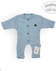 M/C BASIC RAISED WAFFLE ROMPER NEWBORN BLUE
