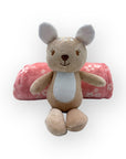 Plush toy with a pink pillow on a white background