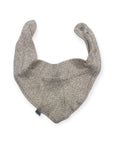 Gray bandana bib with small patterns on a white background