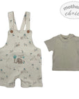 Mothers Choice Inf Boys 2Piece Natural Safari Dungaree Set
