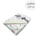 Baby blanket with animal pattern and 'Mother's Choice' label on a white background