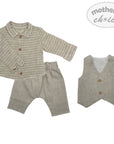 Mothers Choice Inf Boys 3Piece Natural Linnen Set