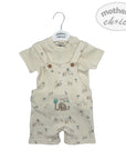 INF BOYS 2PC NATURAL SAFARI DUNGAREE SET 3-6M