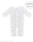 Stork And Baby white cotton interlock babygrow with ducks and squirrels print. Snap closure.
