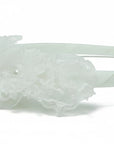 Stork And Baby Mothers Choice girls white alice band featuring delicate lace flowers and pearl accents