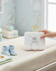 Stork And Baby Mother's Choice 3 pack white face cloths with pink gingham trim, soft cotton for baby.