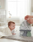 Stork And Baby Mothers Choice 6 pack grey and mint baby beanie hat and mitten set with jungle print