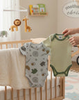 Stork And Baby Mothers Choice 2 pack newborn rompers in mint art print and light green, soft cotton for baby.