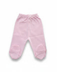 Stork And Baby pink 100% cotton footed baby leggings with elastic waistband.