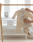 Stork And Baby cream safari print 2-piece baby grower set with matching hat. Soft cotton.