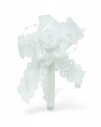 Stork And Baby white satin girls alice band featuring a decorative bow, fabric rose, lace trim, and pearl accents.