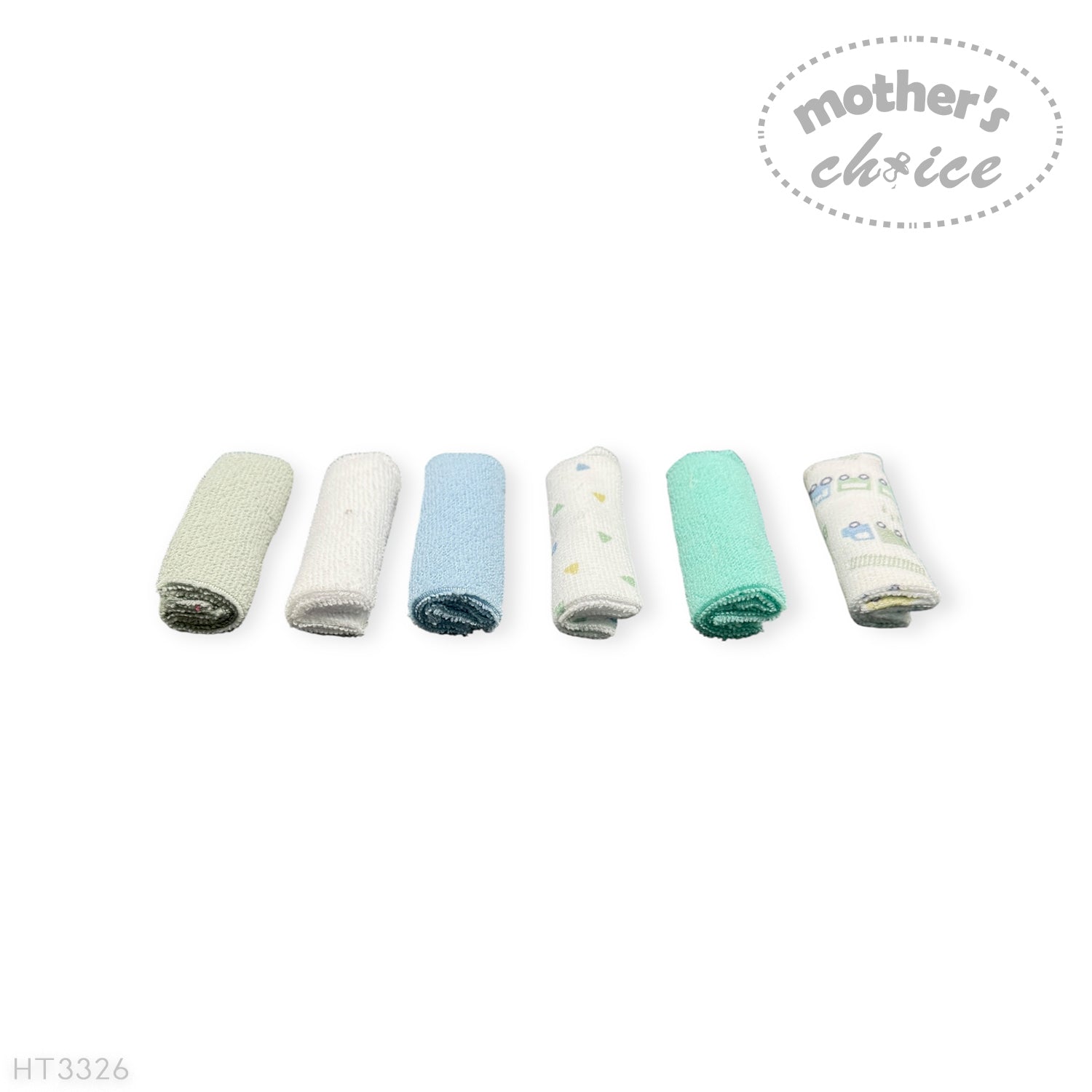 Mothers Choice 6 Pack Baby Washcloth Set - Blue Train