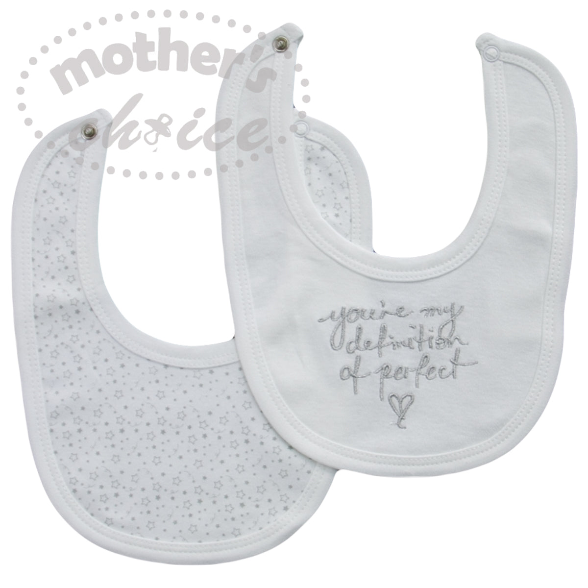 Mothers Choice 100% Cotton Bib - White `You`Re My Definition Of Perfect`