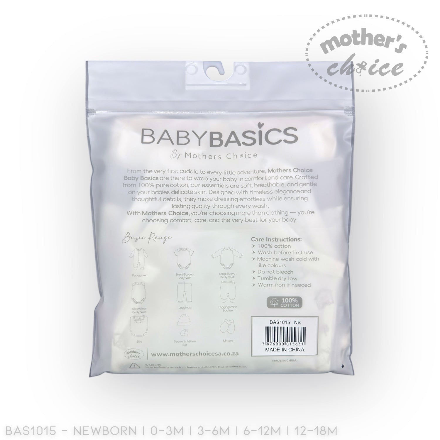 Baby Basics packaging with 'Mother's Choice' branding on a white background