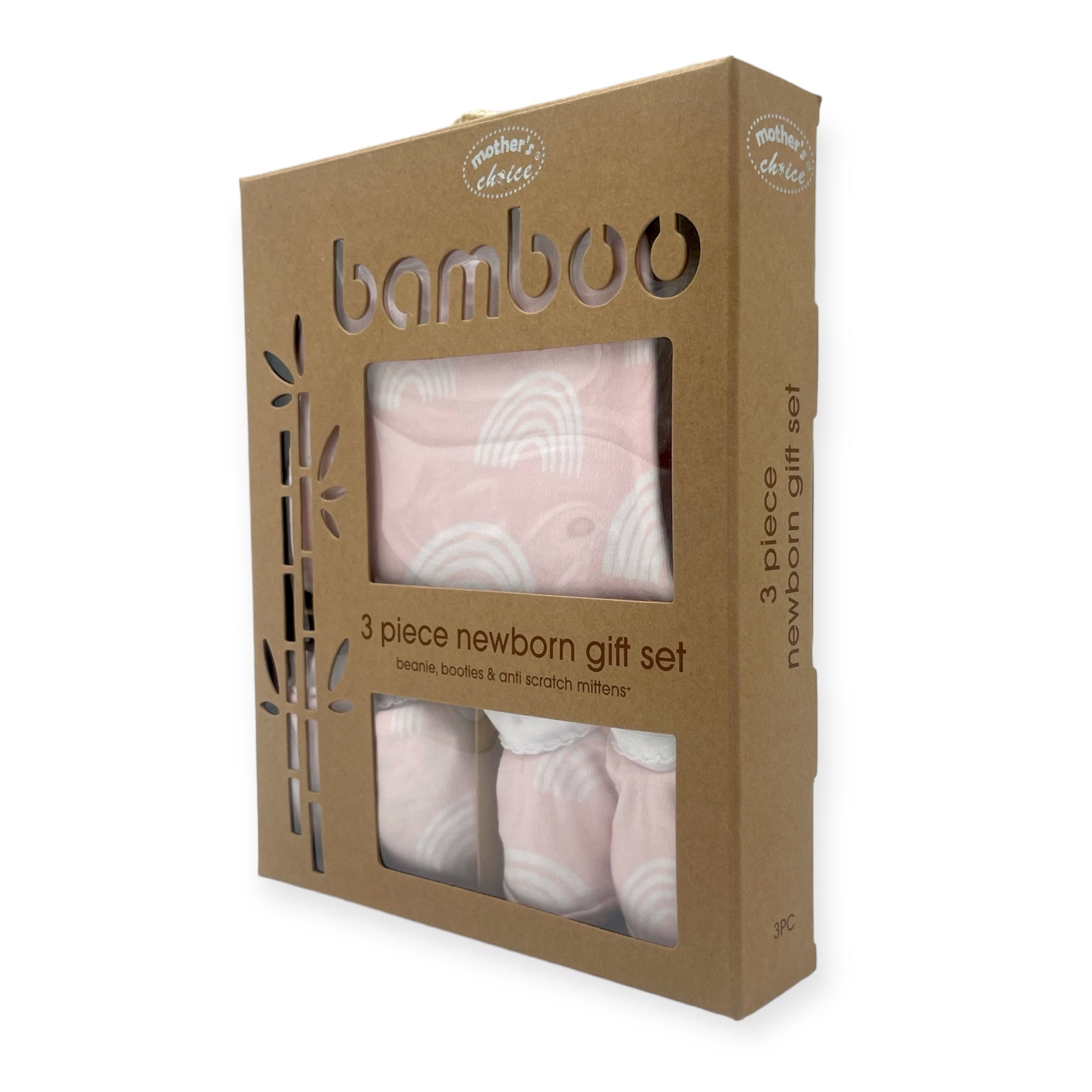 M/C BAMBOO 3PK NEWBORN BEANIE SET PINK