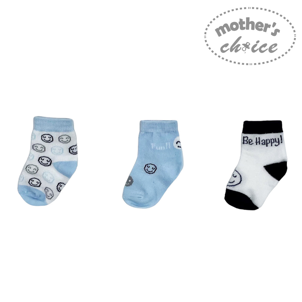 Mothers Choice  3 Pack Inf Socks `Happy`
