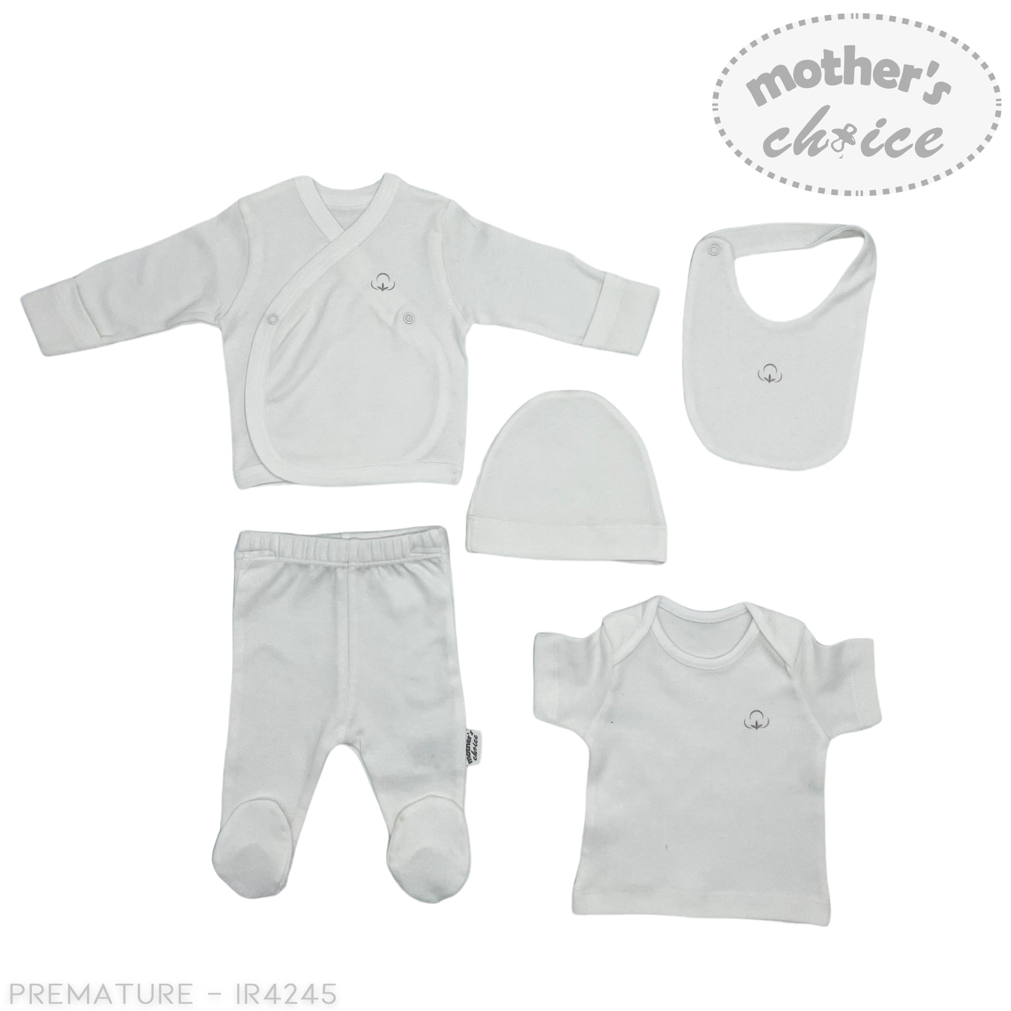 Mothers Choice Baby Premature 5 Piece Set - White