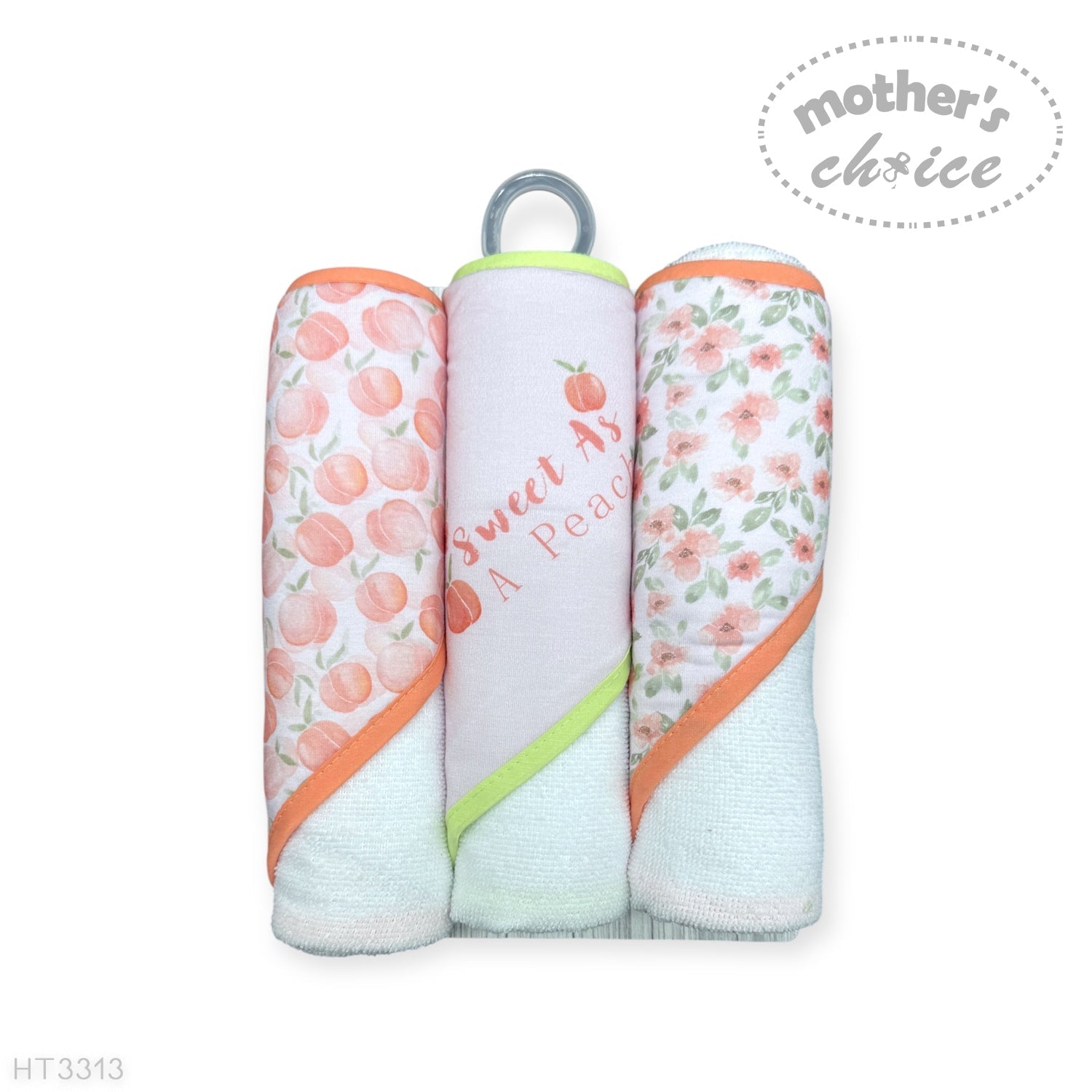 Mothers Choice Baby Hooded Towel &amp; Washcloth Set - Sweet As A Peach