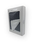 Gray baby blanket in a packaging box on a white background