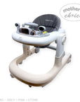 Baby walker with various controls and a seat, branded 'Mother's Choice', on a white background.