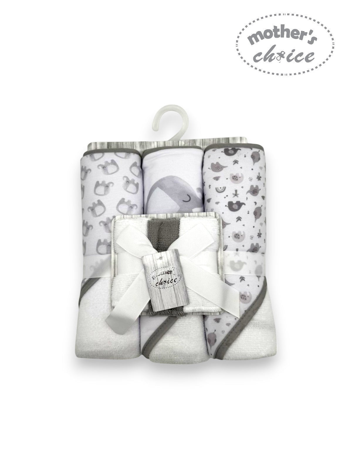 3 pc hooded towels and 3pc facecloths baby bathtime set