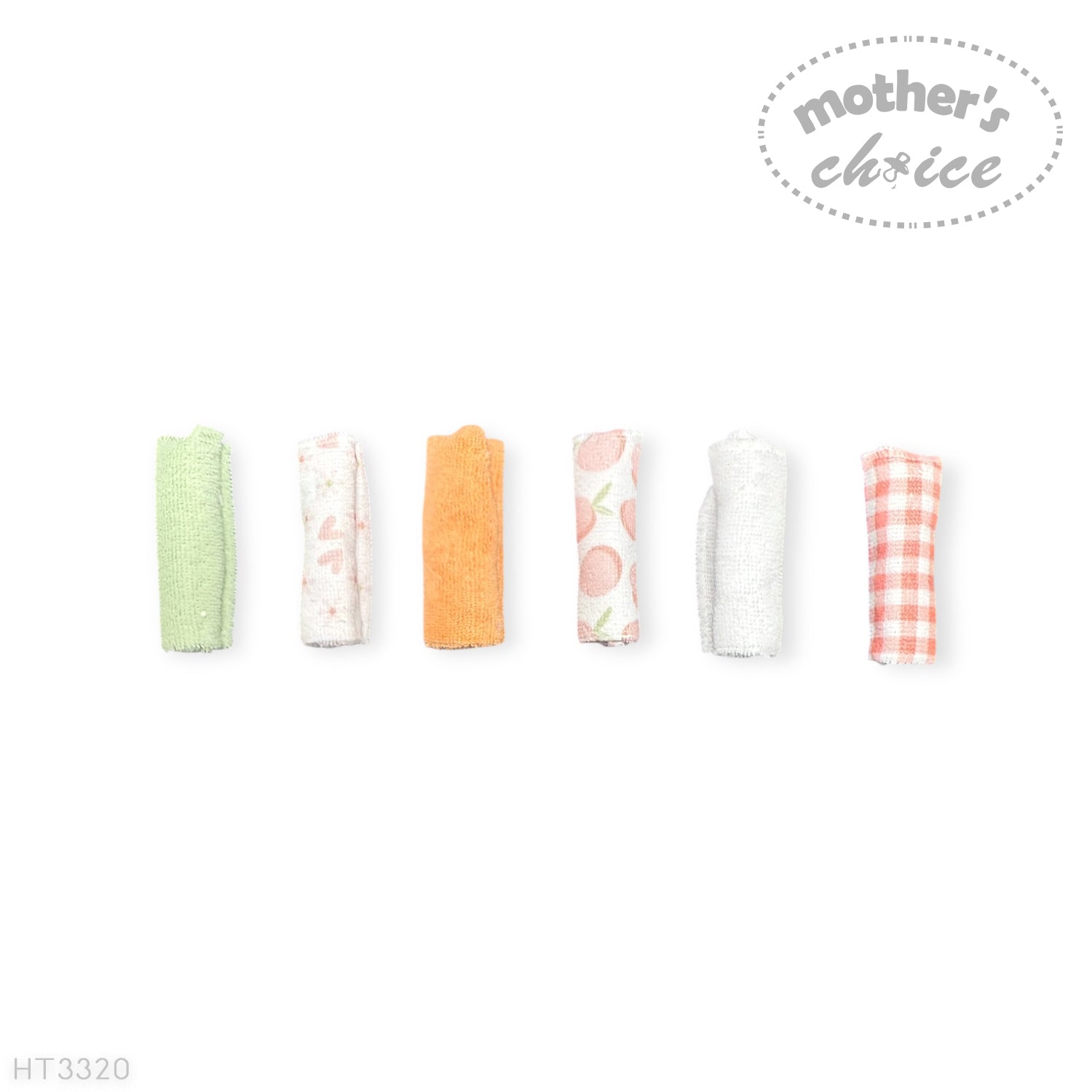 Mothers Choice 6 Pack Baby Washcloth Set - Peach Fruit