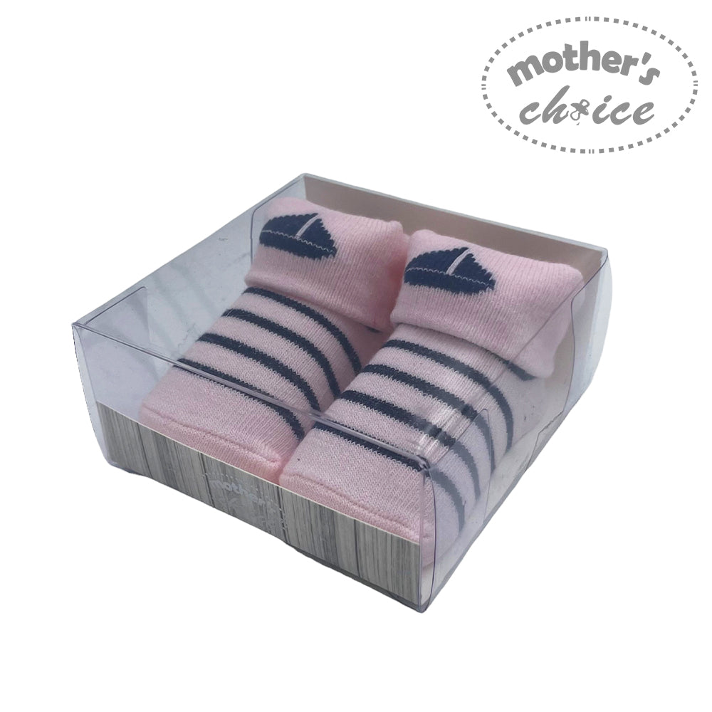 Mothers Choice  Fancy Box Socks `Girls Pink/Navy Boat`