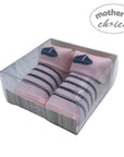 Mothers Choice Fancy Box Socks Girls Pink Navy Boat