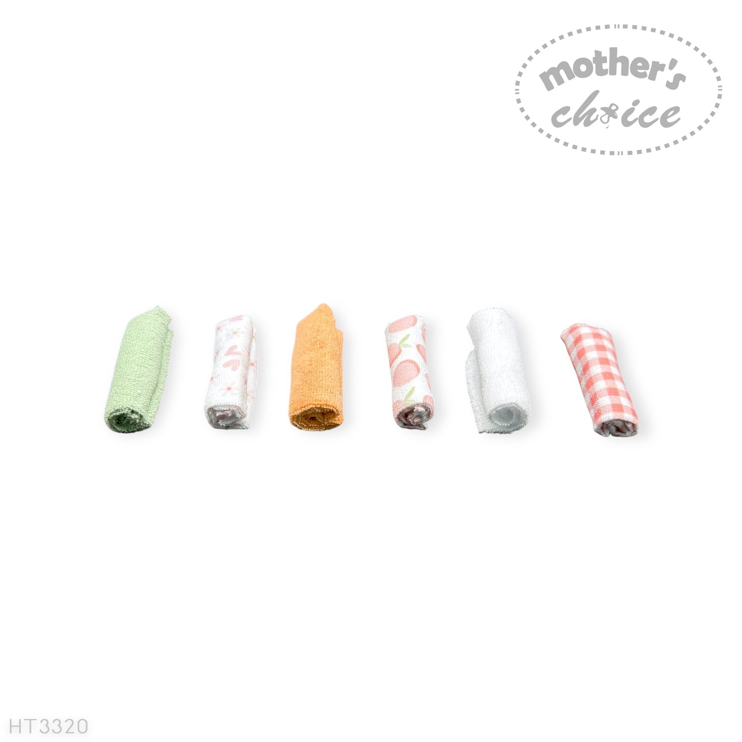 Mothers Choice 6 Pack Baby Washcloth Set - Peach Fruit
