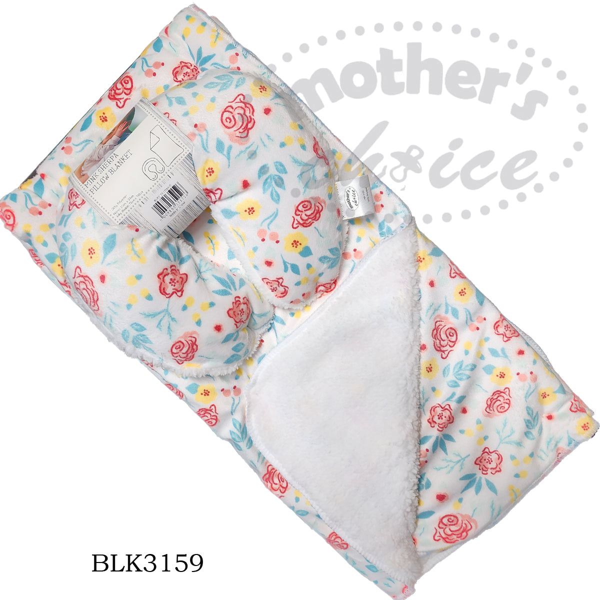 Mothers Choice  Pillow Blanket - Red Flower &amp;amp; Blue Leaves