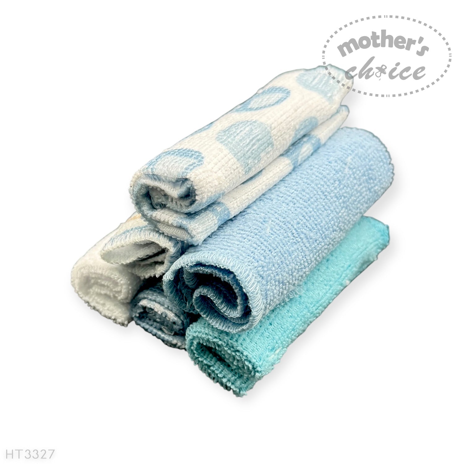Mothers Choice 6 Pack Baby Washcloth Set - Blue Elephant
