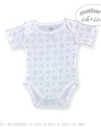Baby onesie with a pattern on a white background, featuring 'Mother's Choice' branding.