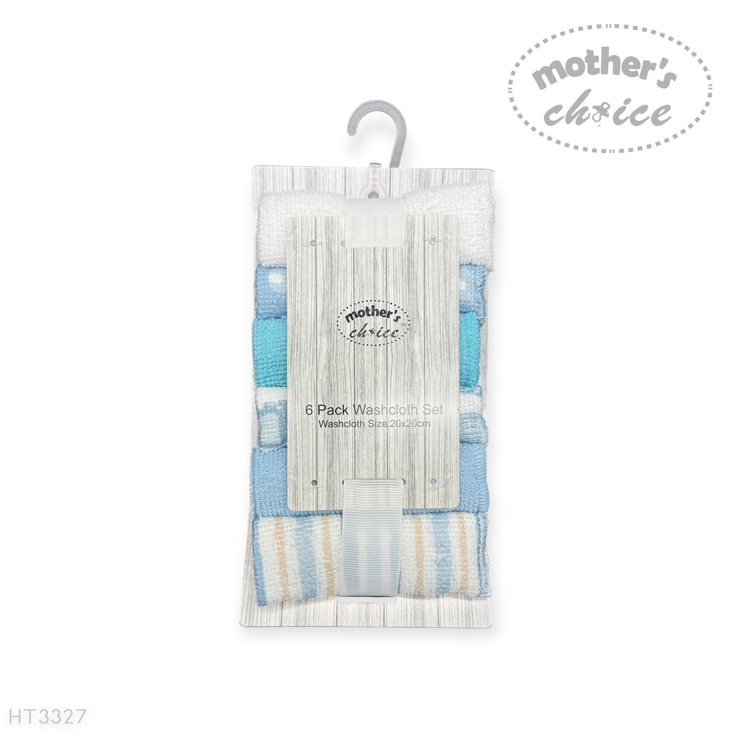 Mothers Choice 6 Pack Baby Washcloth Set - Blue Elephant