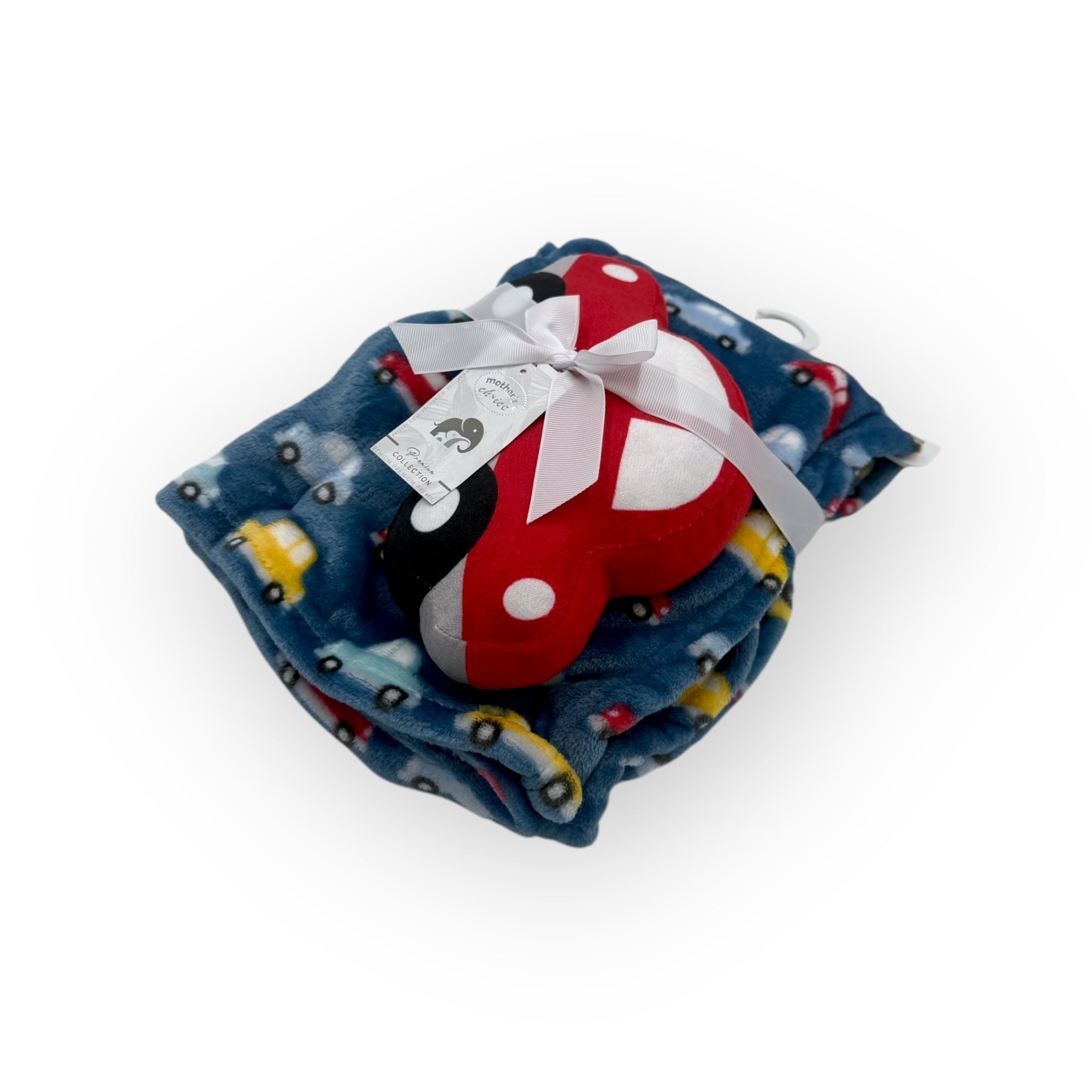 M/C PRINTED FLANNEL BLANKET WITH TOY SET BOY&#39;S CAR