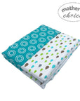 Two baby blankets with patterns on a white background, featuring the 'Mother's Choice' brand.