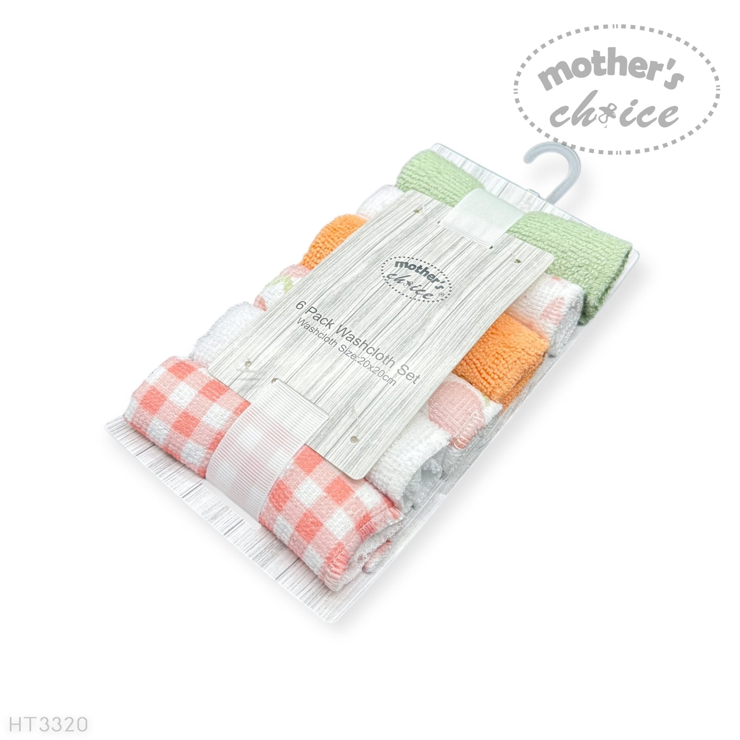 Mothers Choice 6 Pack Baby Washcloth Set - Peach Fruit