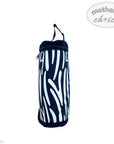 Navy blue and white patterned baby bottle carrier with 'mother's choice' branding on a white background.