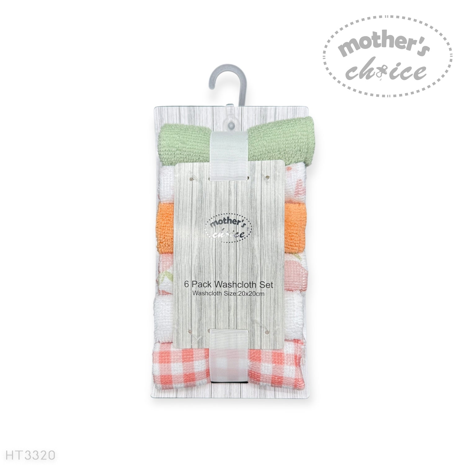 Mothers Choice 6 Pack Baby Washcloth Set - Peach Fruit