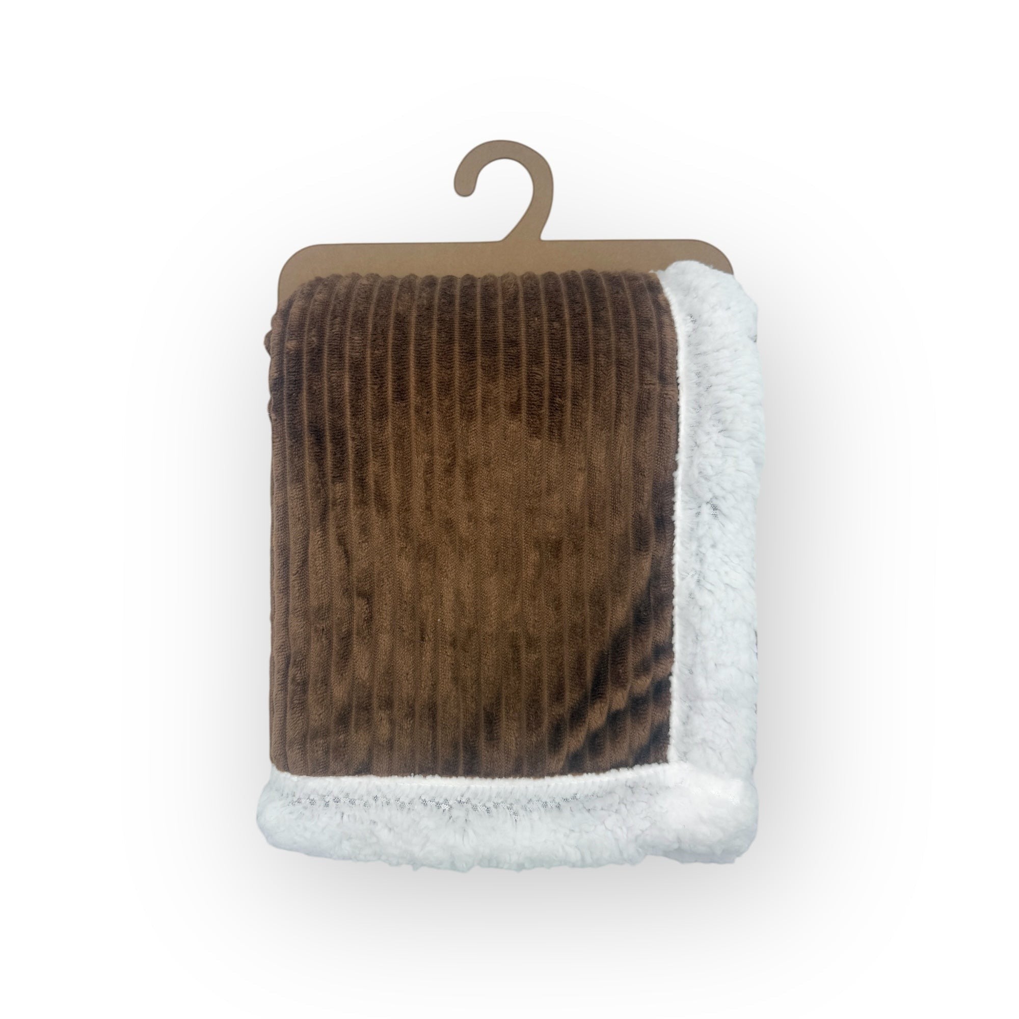 Mothers Choice  Sherpa Fleece Stripe Blanket Brown