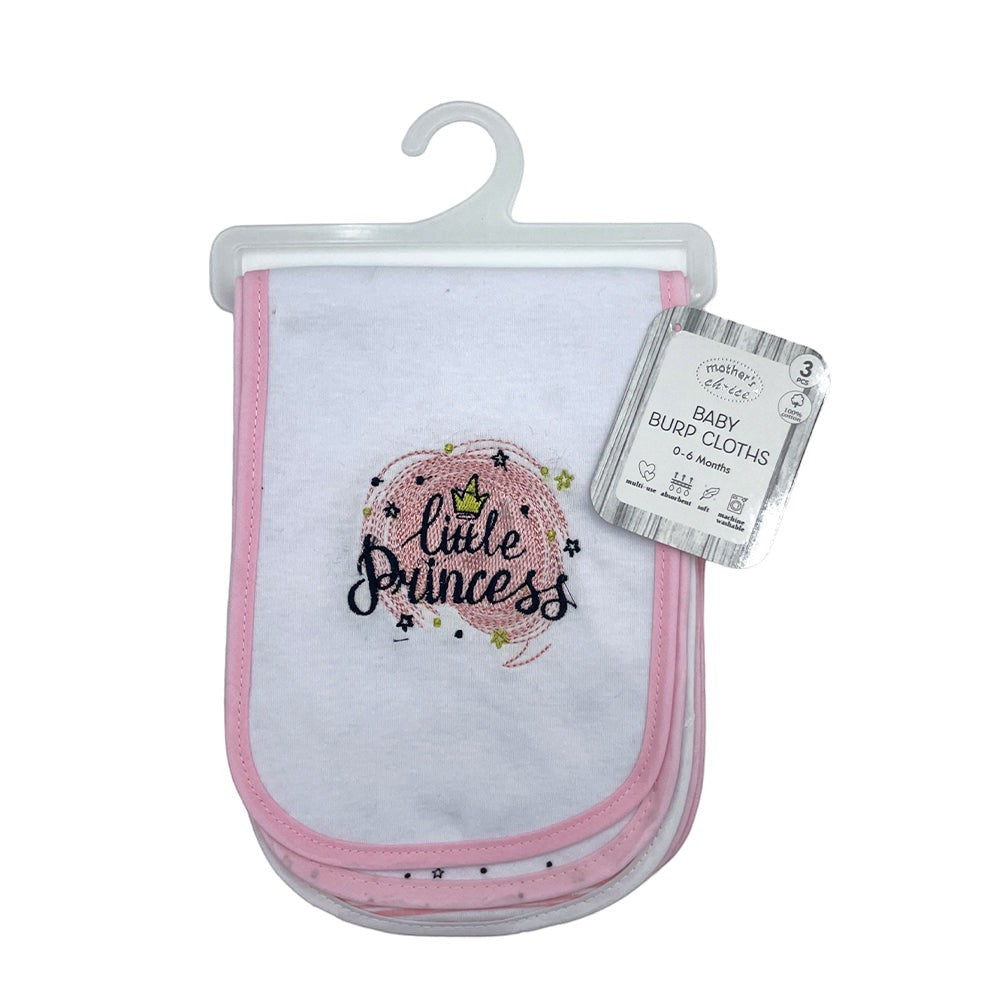 Baby burp cloths with 'Little Princess' design on a white background